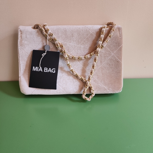 MIA BAG velvet shoulder bag beige pink - Picture 5 of 10